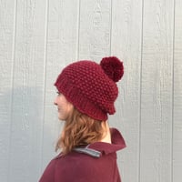 Image 2 of Knitted Beanie - Crimson