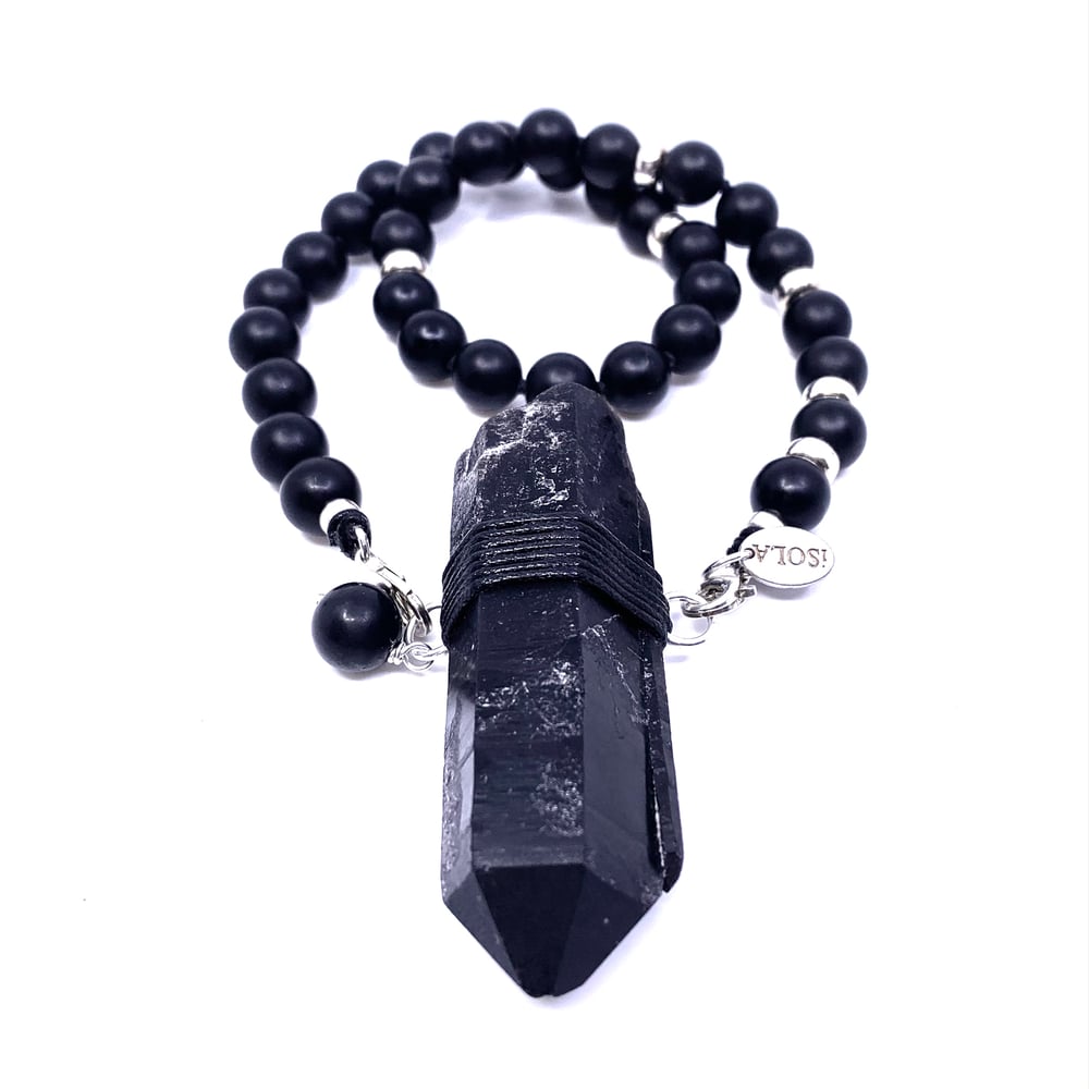 Image of Black Onyx Choker 33 with Black Mongolian Quartz.