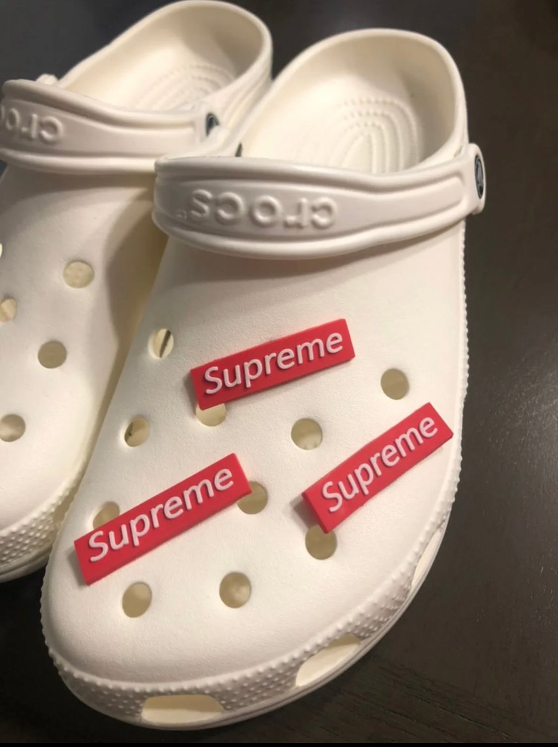 supreme crocs charms