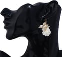 White Butterfly Rose Fashion Earrings 