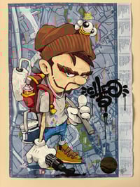 Limited 1 of 1 Hand Painted on Bristol Map 42cm by 30cm OVER THE MOON Cheo Character Signed 