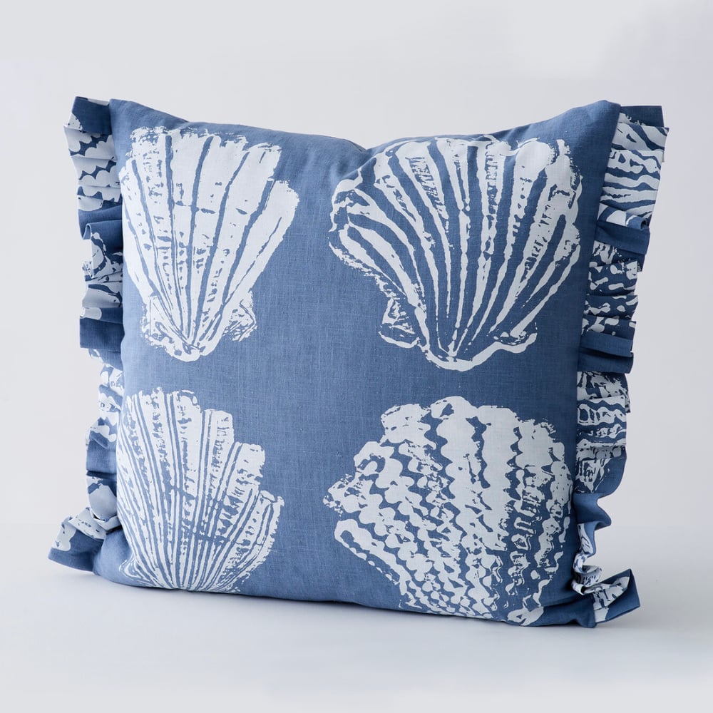 Image of Pilgrim frill cushion in 6 colour-ways by Stoff Studios