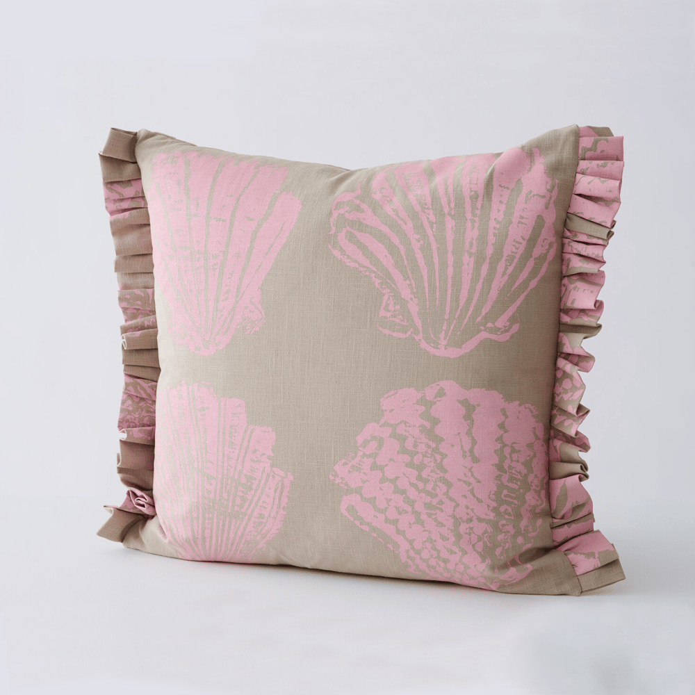 Image of Pilgrim frill cushion in 6 colour-ways by Stoff Studios