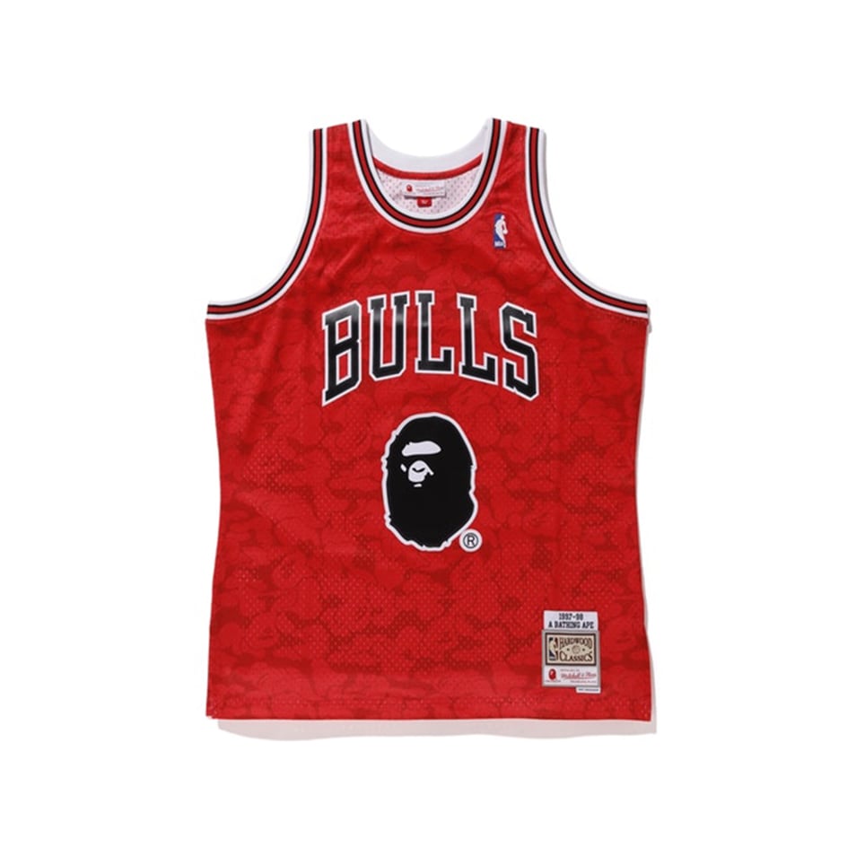 BAPE x Mitchell & Ness Bulls ABC Basketball Swingman Jersey Red DS