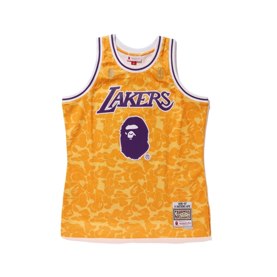 BAPE x Mitchell & Ness Lakers ABC Basketball Swingman Jersey Yellow