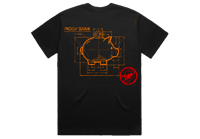 Oversized Black Piggy Bank Tee W/Orange Print