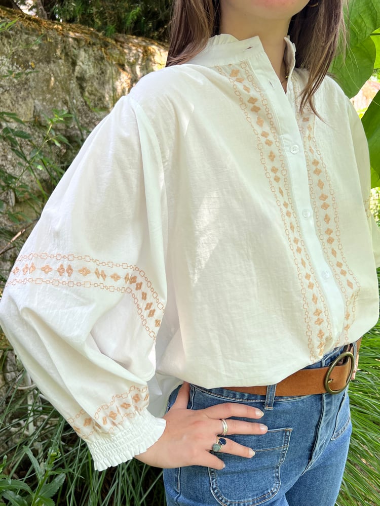 Image of Blouse Bohème "LARA" Ivoire Brodé T1 - T2 -T3