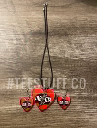 Image 1 of Mama Lightening Bolt Pink Heart Earring And Neclace Set