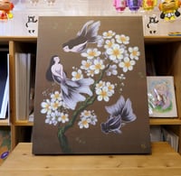 Image 5 of 1/1 Mermaids and Plum Blossoms Original Canvas Print