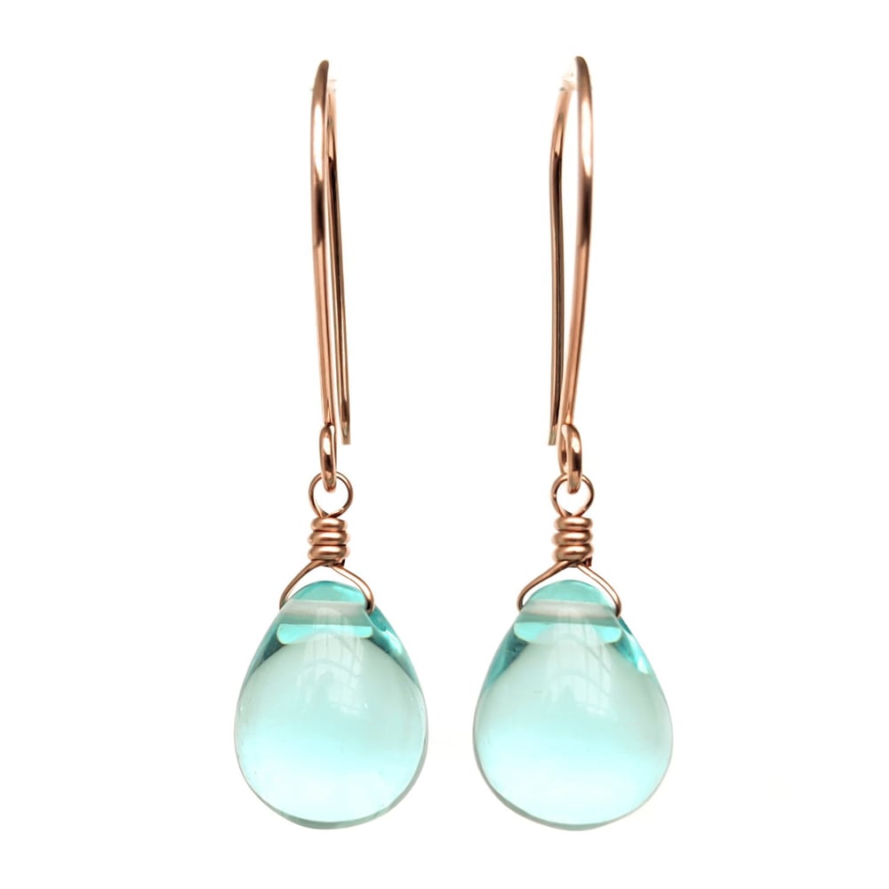 Image of Sky blue glass drop earrings
