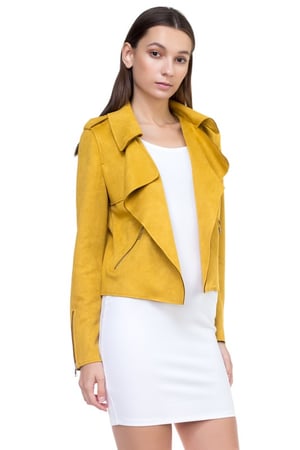 Image of Mustard Suede Moto