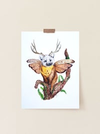 Image 1 of Marten with wings watercolor illustration, ORIGINAL ARTWORK 