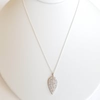 Image 5 of Simple Pave Silver Leaf Necklace