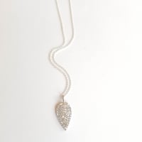 Image 3 of Simple Pave Silver Leaf Necklace