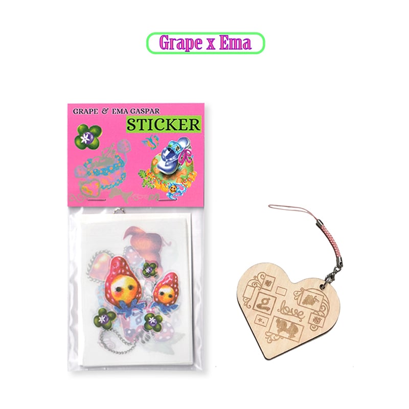 Image of GRAPE * Ema Gaspar   Scratch sticker and key chain set