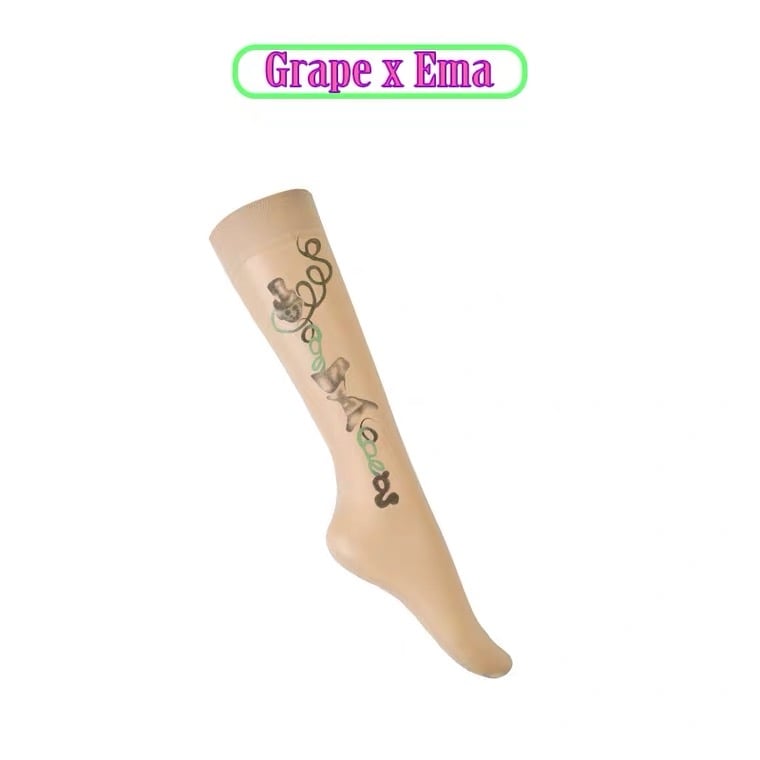 Image of GRAPE * Ema Gaspar   Printed mid calf silk stockings