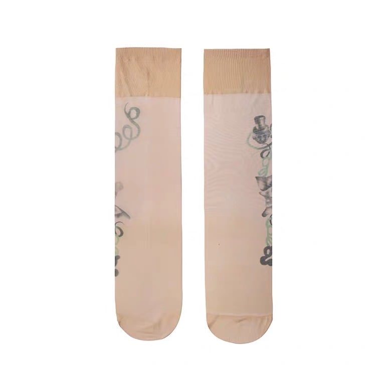 Image of GRAPE * Ema Gaspar   Printed mid calf silk stockings