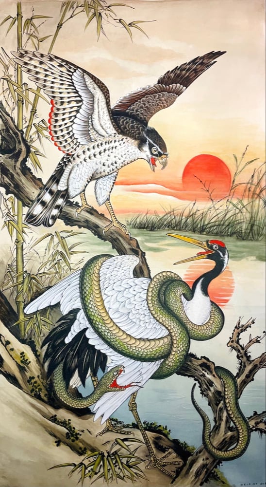 Image of Crane Original Watercolor Painting