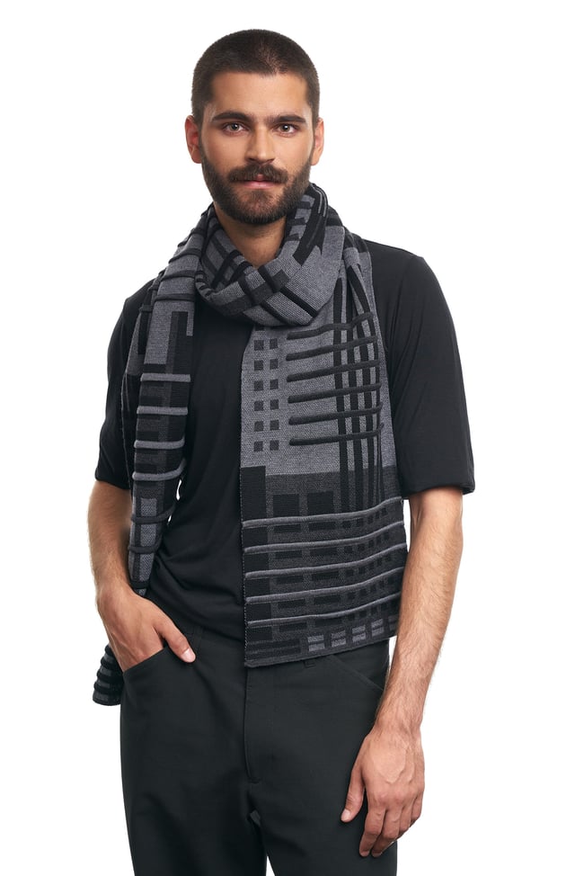 PARALLEL black - anthra - mid grey scarf, by Thijs Verhaar