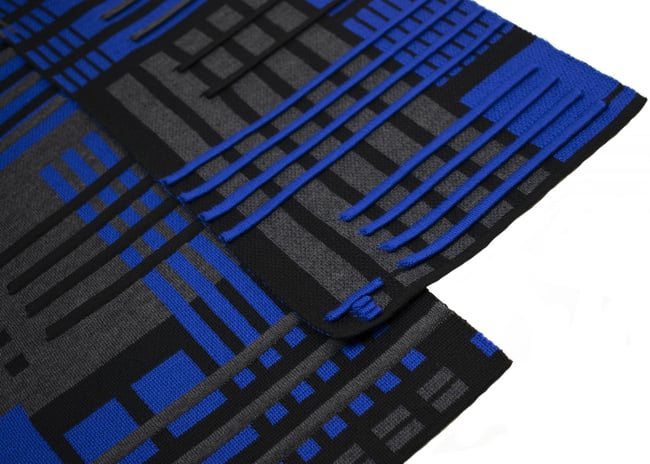 PARALLEL black - anthra - cobalt scarf, by Thijs Verhaar