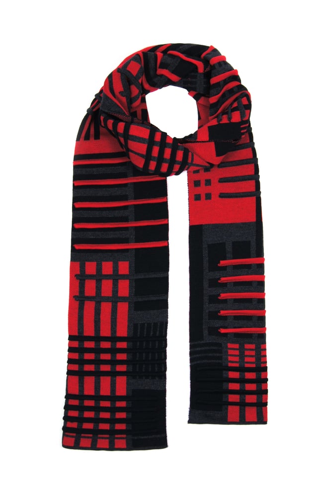 PARALLEL black - anthra - red scarf, by Thijs Verhaar