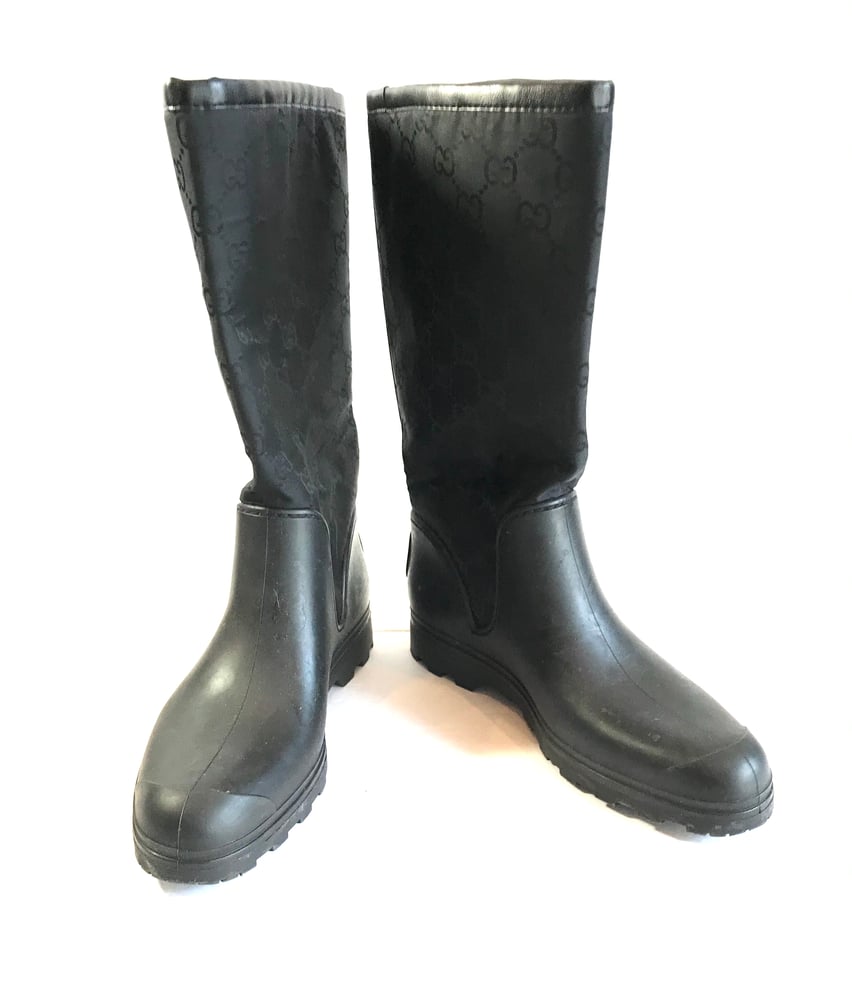 Image of Gucci Size 35 Monogram Rain Boots 996-4