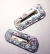 Set of 2 Space Cadet Hair Barrette, Rounded Rectangle Alligator Clips