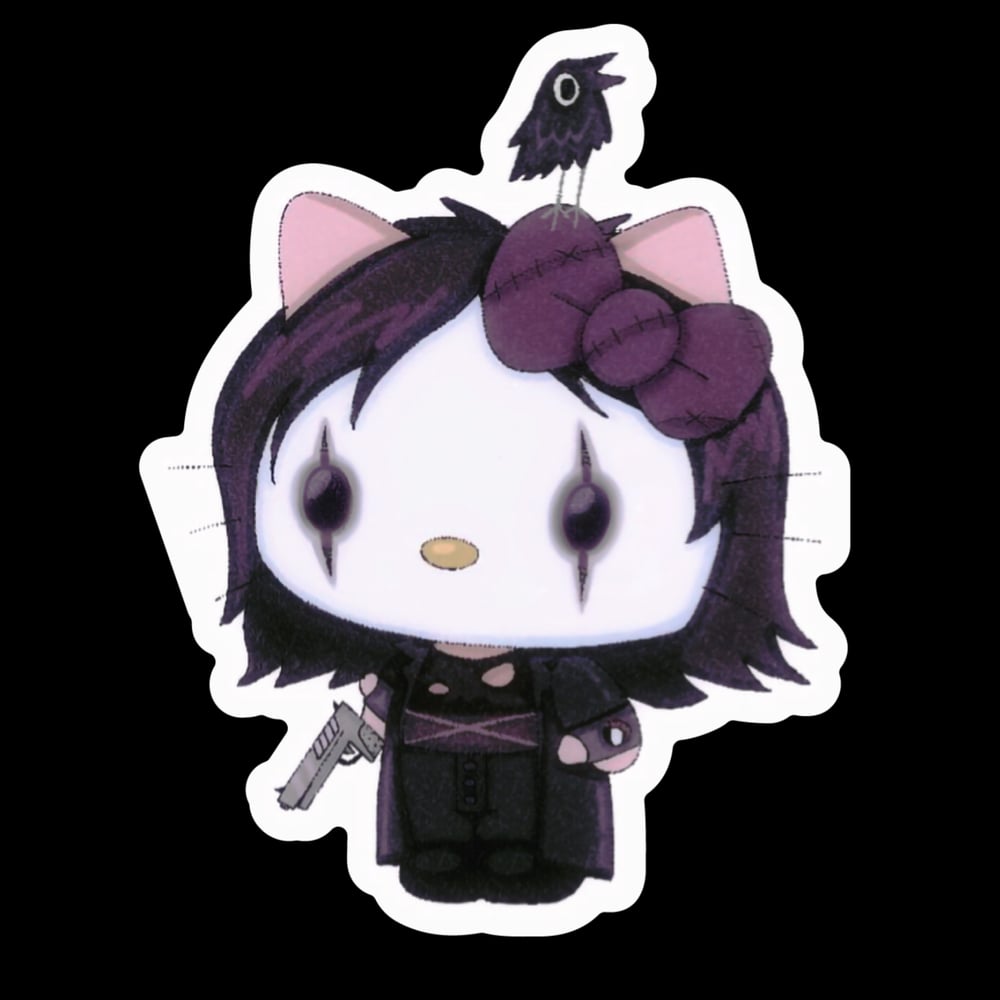 Image of crow kitty sticker