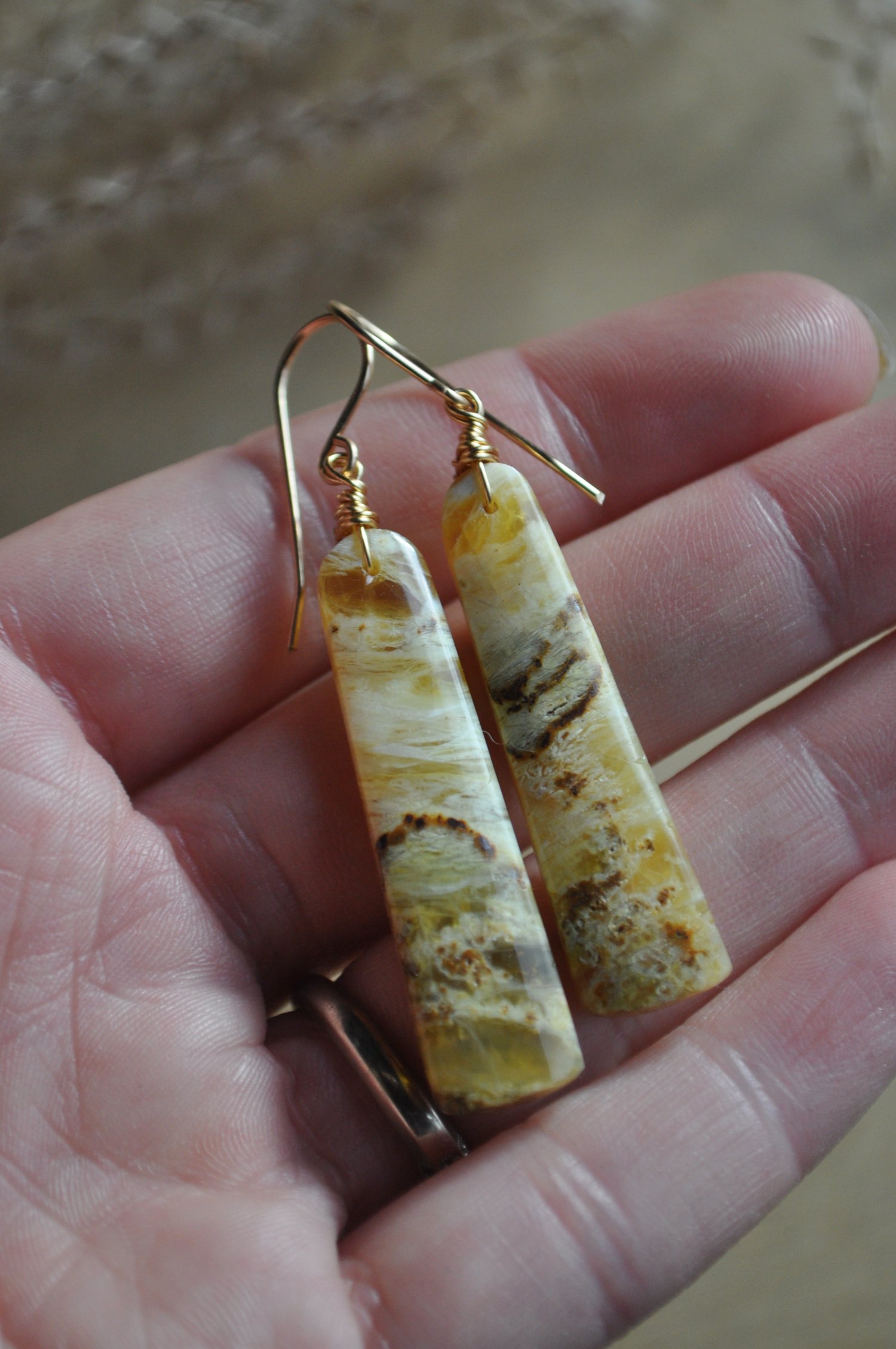 Image of One of a Kind Yellow Opal Bar Dangles