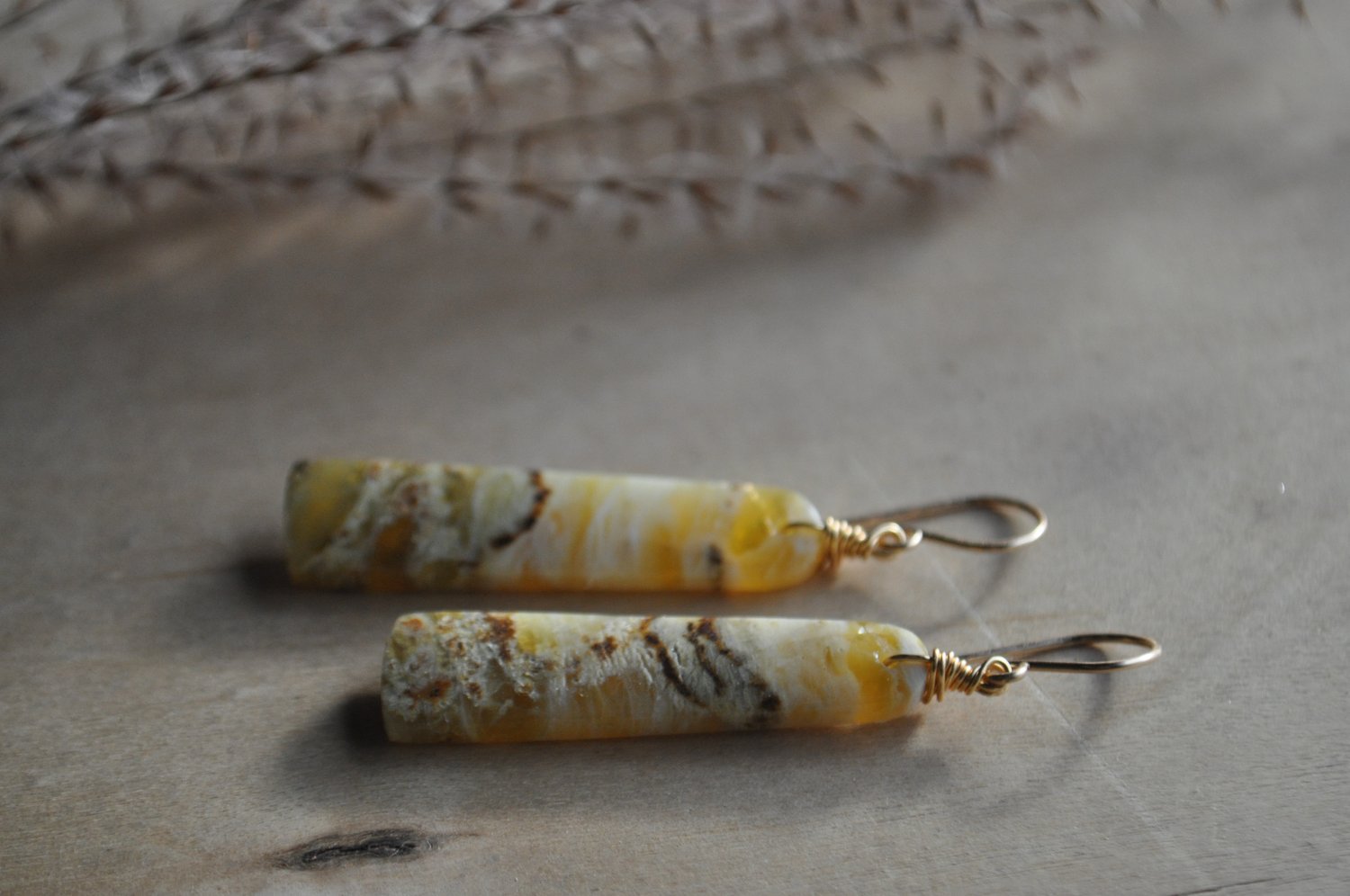 Image of One of a Kind Yellow Opal Bar Dangles