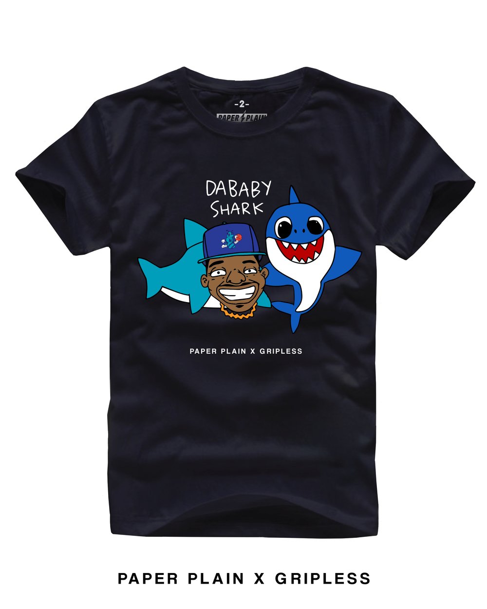 DA BABY SHARK TEE BLACK (GRIPLESS COLLAB)