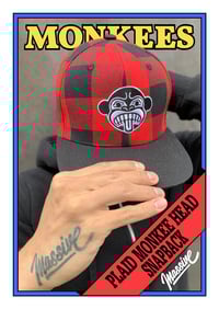 Plaid Monkee Head Snapback Hat