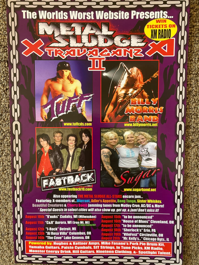 Image of Tuff tour 2005 Metal Sludge Extravaganza Poster +2 Postcards Stevie Rachelle 