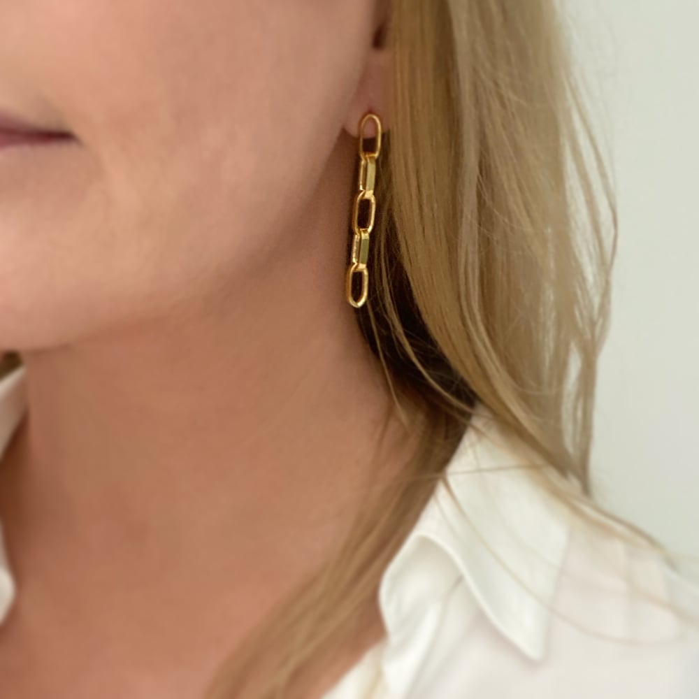 Image of Gold chunky chain-link earrings