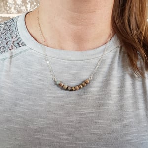Image of gemstone ss necklace 17 - aqua terra jasper 
