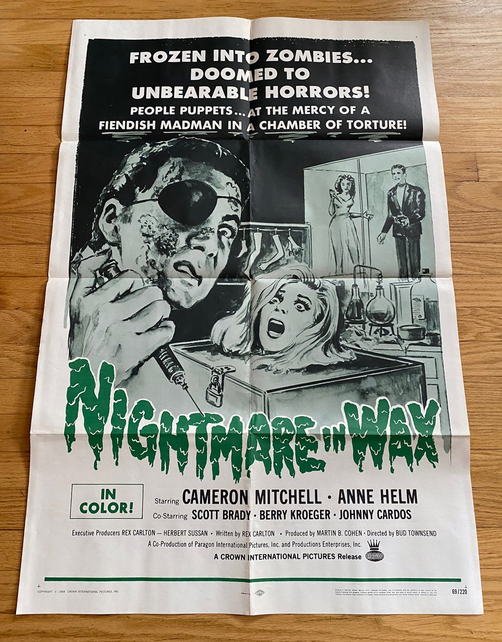 1969 NIGHTMARE IN WAX Original U.S. One Sheet Movie Poster