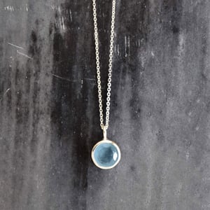Image of Icy Blue Aquamarine round cut silver necklace