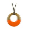 Orange lacquer & Blond horn Ring pendant 