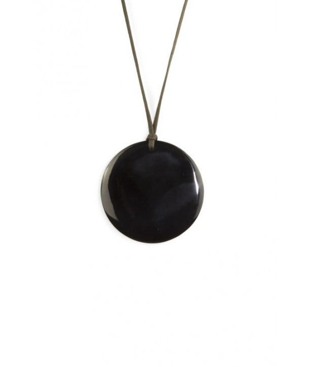 Marbled black horn disc pendant 