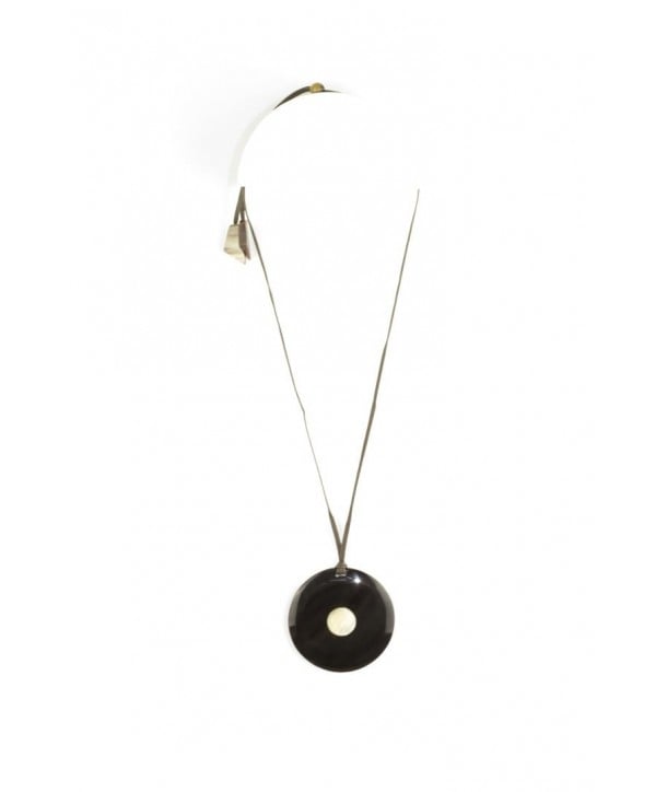 Black & White dot horn disc pendant