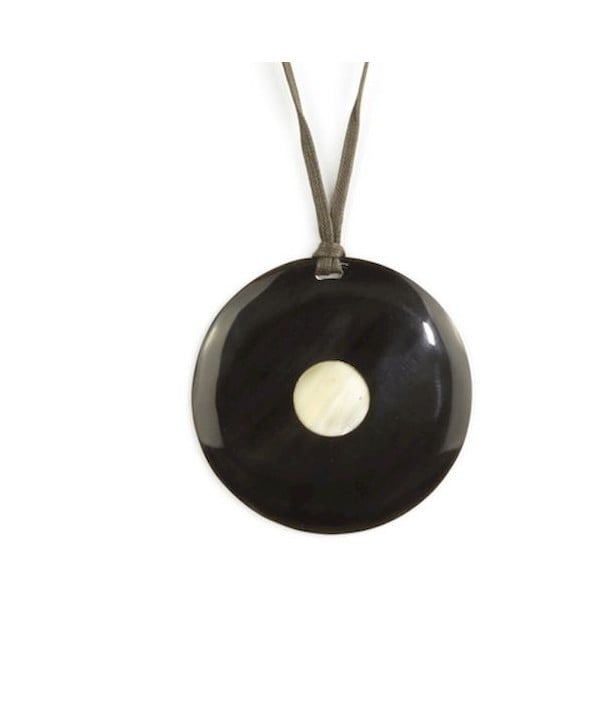 Black & White dot horn disc pendant
