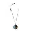 Blue gray lacquer & Natural horn disc pendant 