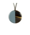 Blue gray lacquer & Natural horn disc pendant 