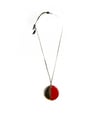 Red lacquer & Natural horn disc pendant 