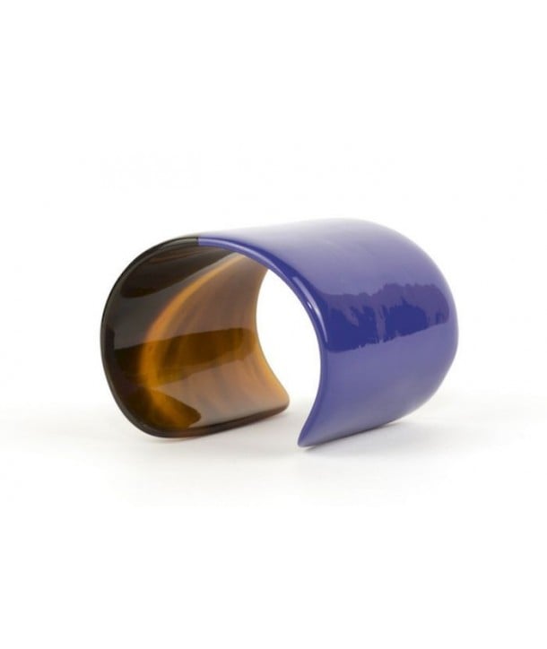 Indigo lacquered natural horn cuff