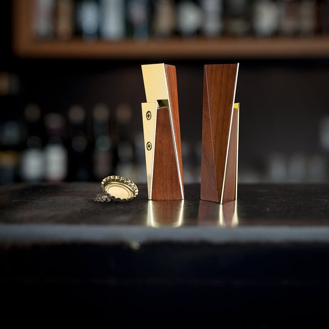 Acacia wood and Gold Bottle opener