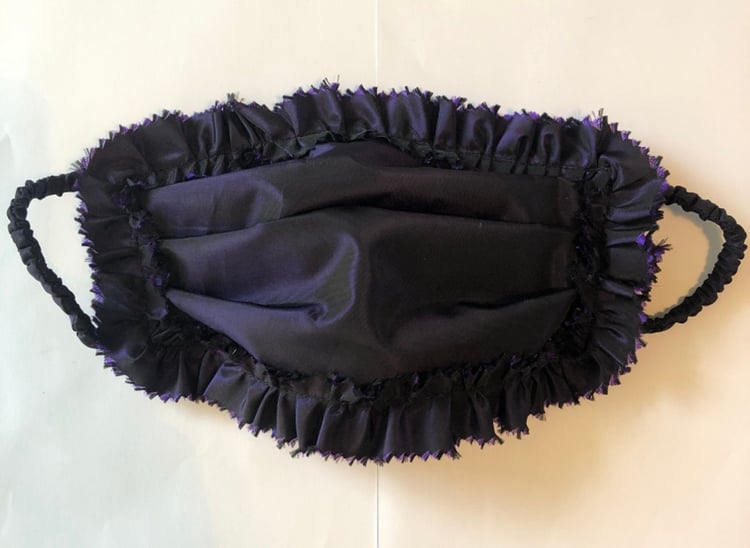 Image of Violet Ruched and Pleated Silk Taffeta Mask 