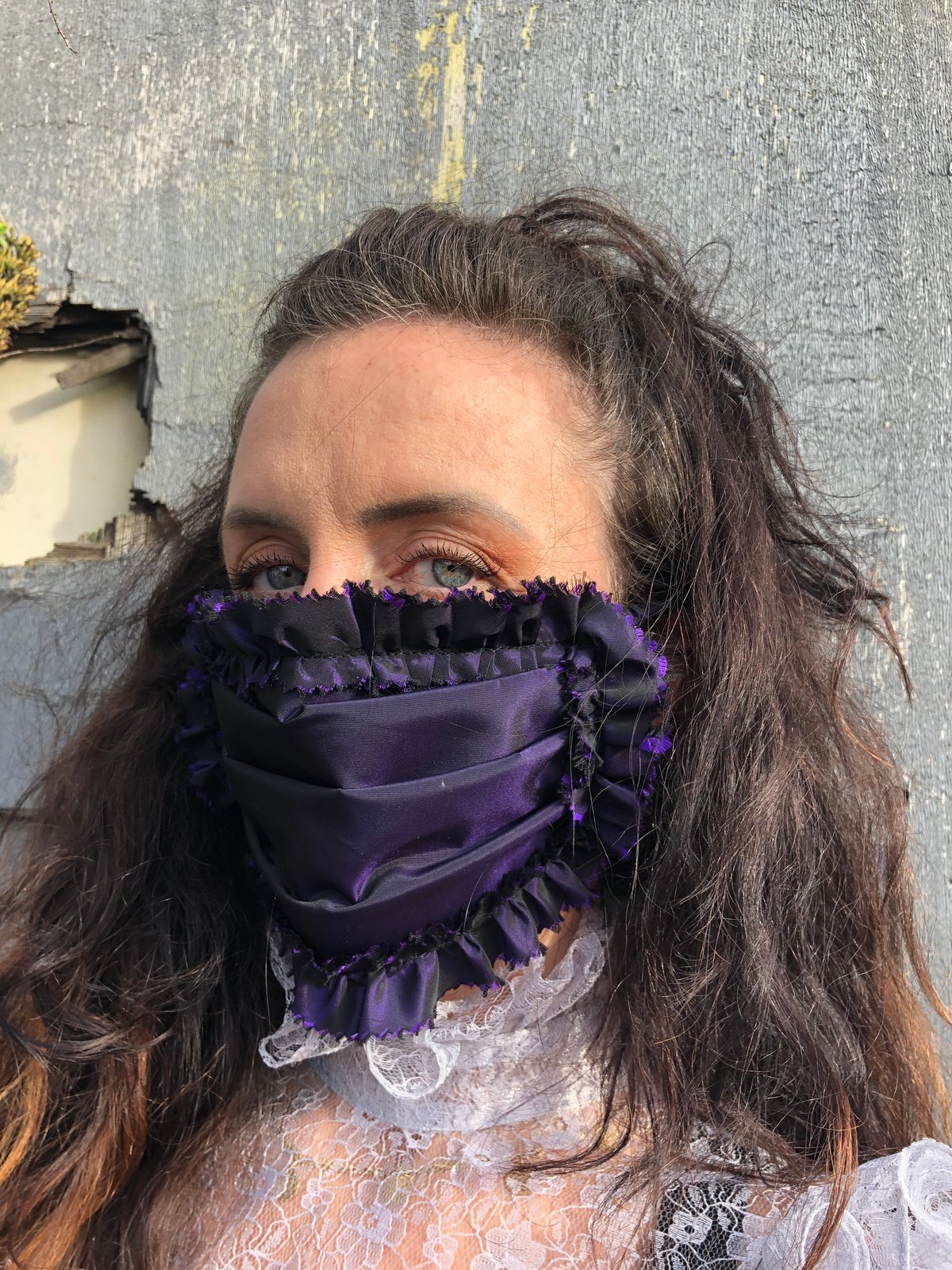 Image of Violet Ruched and Pleated Silk Taffeta Mask 