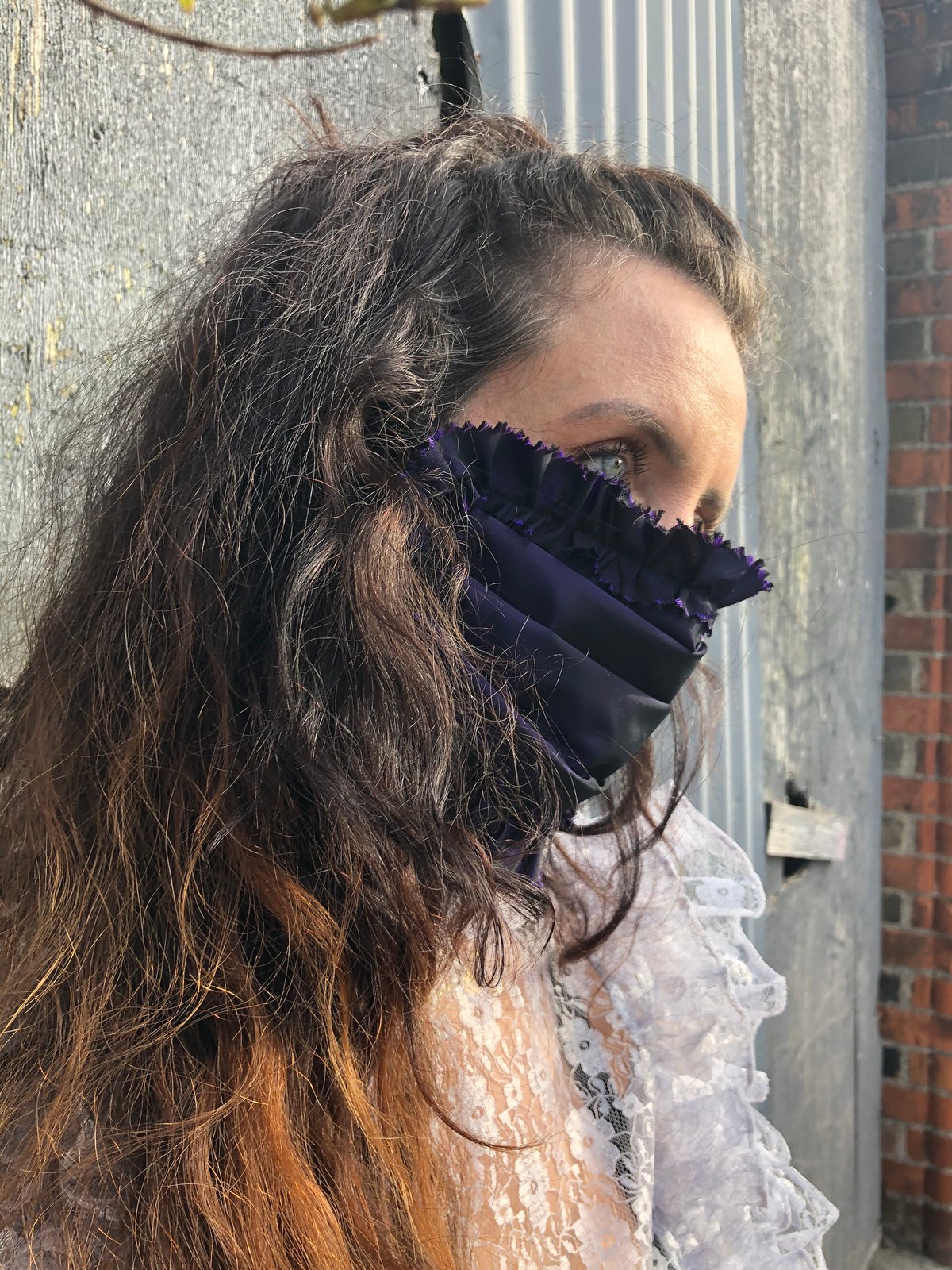 Image of Violet Ruched and Pleated Silk Taffeta Mask 