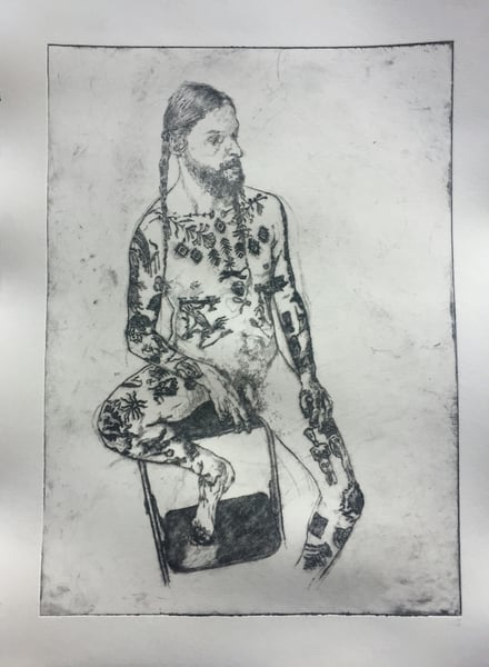 Image of 'Bru' drypoint etching. Signed and Editioned.